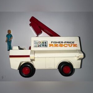 Vintage 1974 Fisher Price Rescue Truck and people